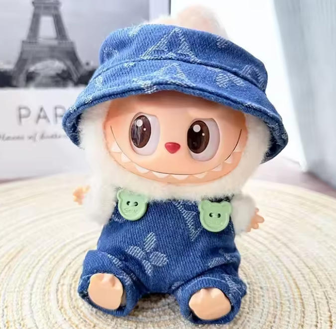 Blue Denim Doll Outfit Set with Bucket Hat – Mini Doll Clothing