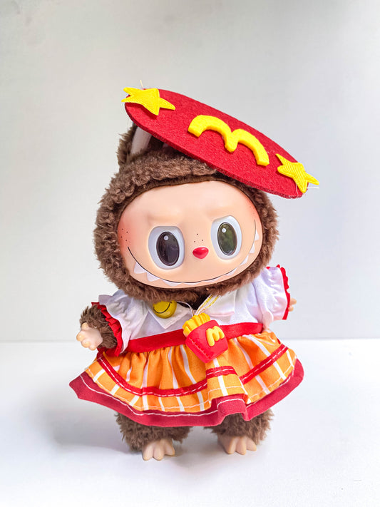 Cute Character Doll Dress Set with Hat & Bag – Mini Doll Outfit