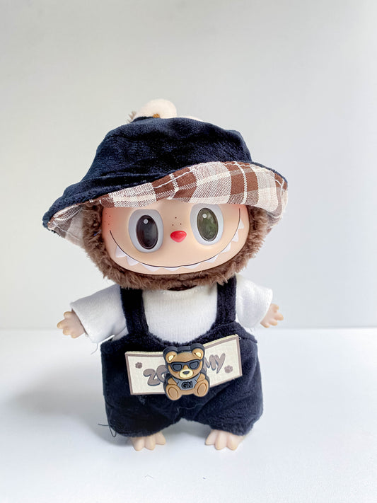 Cute Classic Doll Outfit with Hat & Overalls – Mini Doll Clothing Set