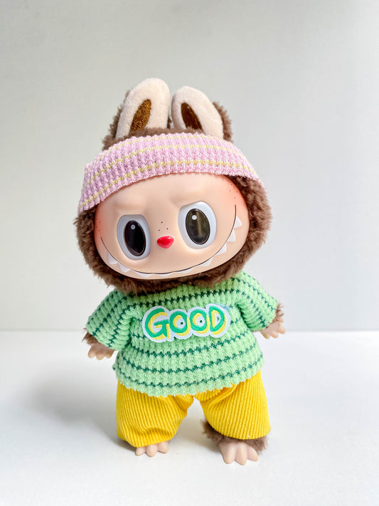 Cute Knit Doll Outfit with Headband & Pants – Mini Doll Clothing Set