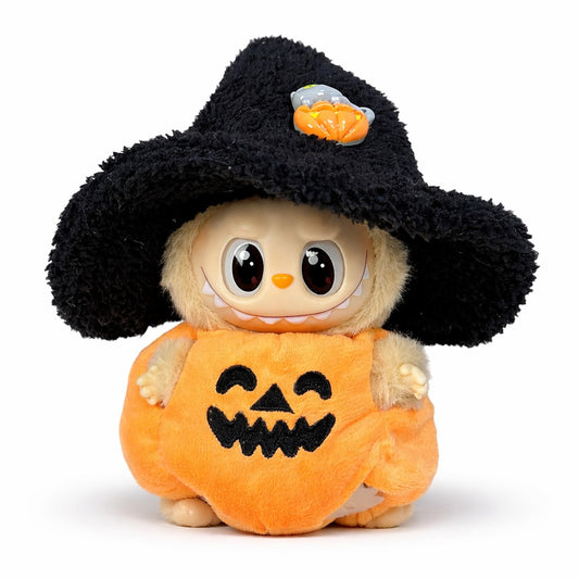 Halloween Pumpkin Witch Plush Doll Outfit – Orange & Black Costume Set