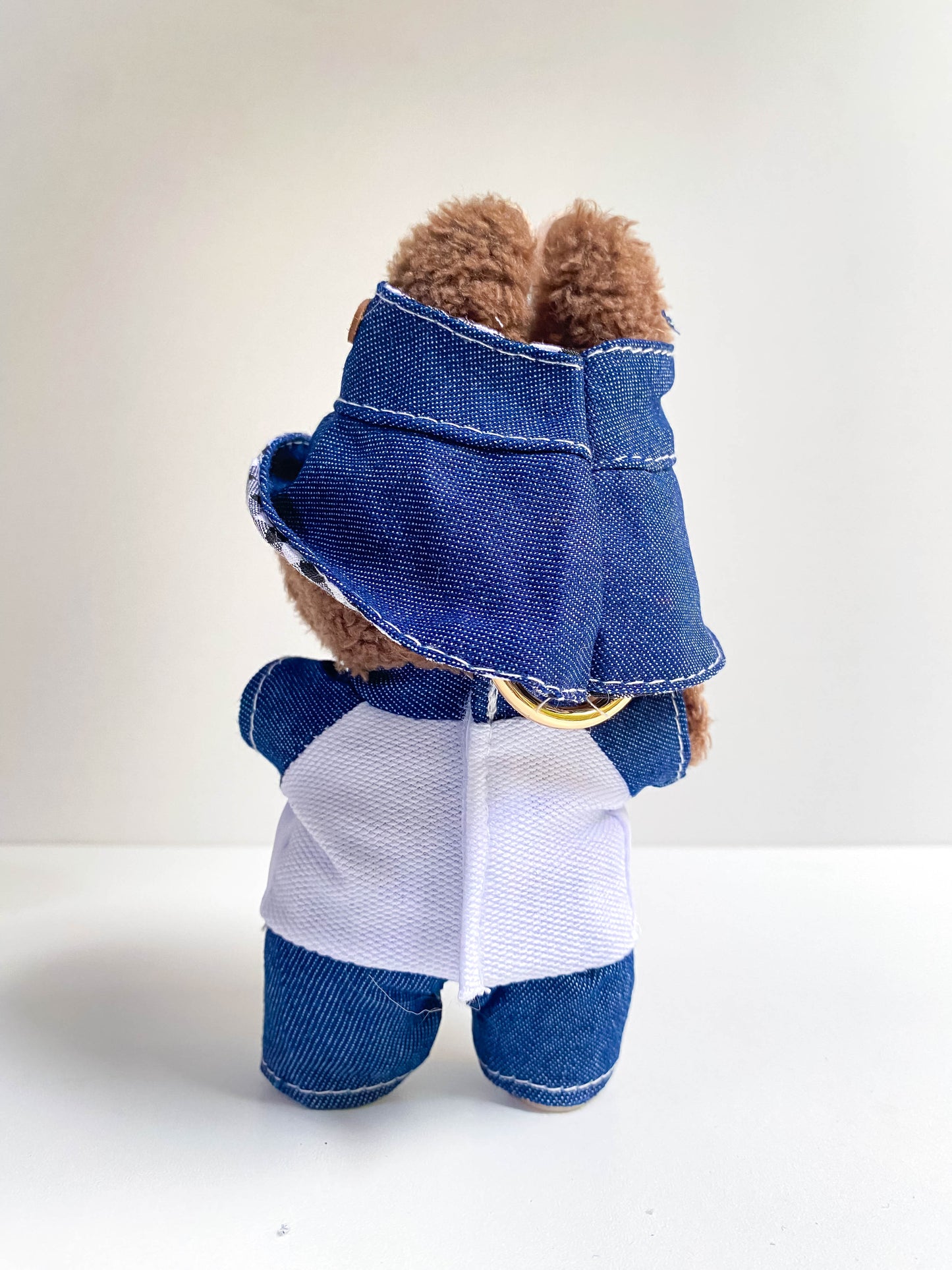 Blue Denim Style Doll Outfit Set with Bucket Hat | Mini Doll Clothing