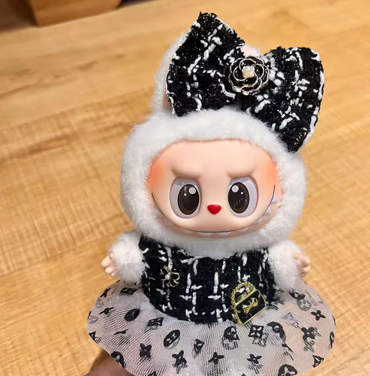 Black & White Bow Doll Outfit Dress – Mini Doll Clothing Outfit Set